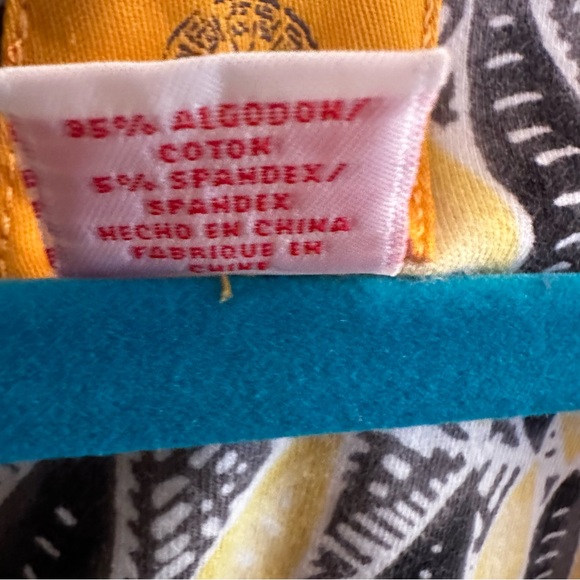 Ruby Rd Yellow Black Leaves 3/4 Sleeves Knit Top Size L Large - Picture 3 of 4